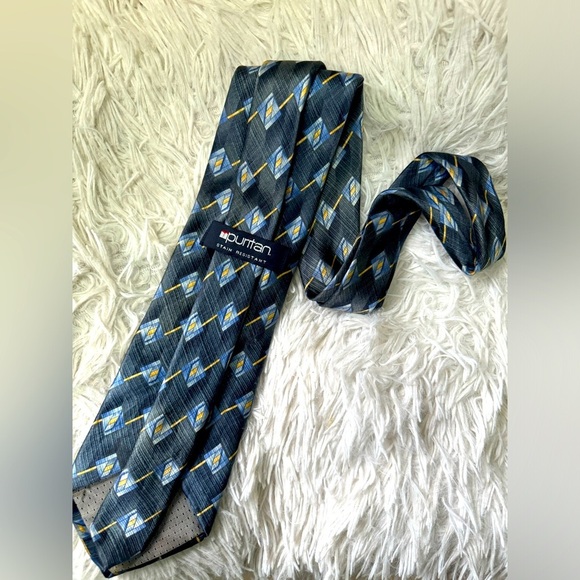 100% Silk Necktie DUO- Puritan steel gray & Harold Powell cranberry both Vintage - Picture 4 of 11